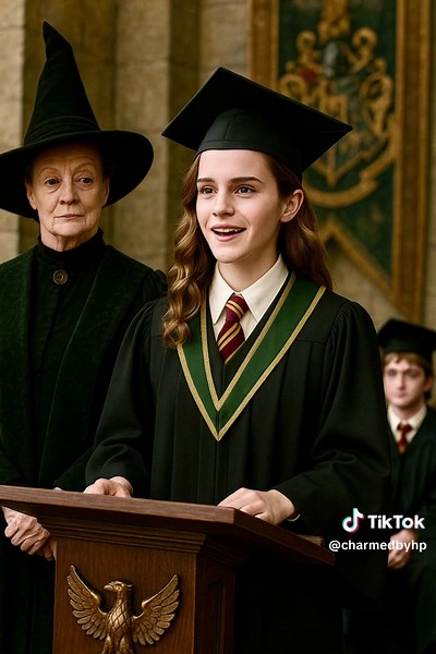 This is just what I imagine may have happened a year or so after the Battle of Hogwarts. We know that Hermione went back to school and graduated - for sure with honours, and probably as Valedictorian. Maybe Harry, Ron, and others were present!? We also know that Neville became the Herbology teacher and that Ginny played for the Holyhead Harpies. Harry became an Auror and Ron joined him for a while, before managing Weasleys Wizard Wheezes with George. Some of the pics are my speculation of what h