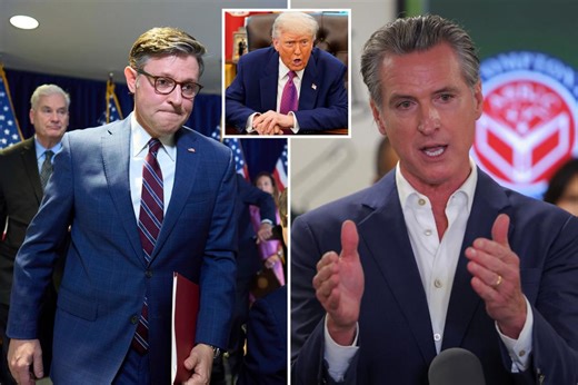 Speaker Mike Johnson says Gavin Newsom ‘ought to be tarred and feathered’ over LA riots