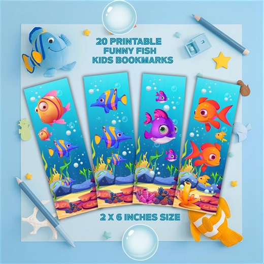 Funny Fish Bookmarks for Kids, Printable Sealife Page Markers (digital Download) - Etsy UK