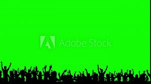 Animation of a large crowd of people having fun, cheering, clapping at a concert, festival, or party. Silhouettes against the screen. Stock Video