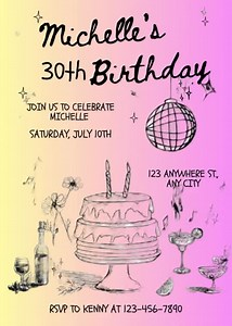 Editable Animated Birthday Invitation for 30s | Digital   Printable Download - Etsy Australia