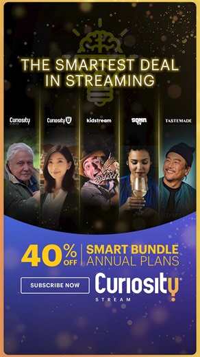 🎉 The SMARTEST Bundle in Streaming is HERE. Get 5 premium streaming services for just $41.99/year (normally $69.99!). 📚 Curiosity Stream 🎓 Curiosity U 🧒 Kidstream 🍷 SOMM TV 🍳 Tastemade One bundle. Unlimited learning, cooking, exploring, binge-watching. This is the smartest thing you’ll do all year. 🤓🚀 And yep — it’s all part of our Early Black Friday deals happening RIGHT NOW. | Curiosity Stream