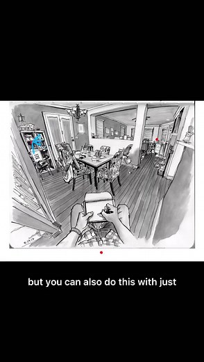 One more quick video on curved perspective. #wideangle #fisheye #perspective #povsketch #umbrellaperspective #art #drawing #sketch #sketchbook #notebook #journal #paulheaston #penandink #blackandwhite | Paul Heaston Art