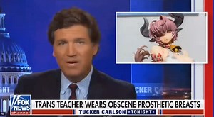 Internet Flabbergasted As 'Prosthetic Boob Lady' Leads Tucker Carlson To Say 'Exploding Milk Porn' On Air