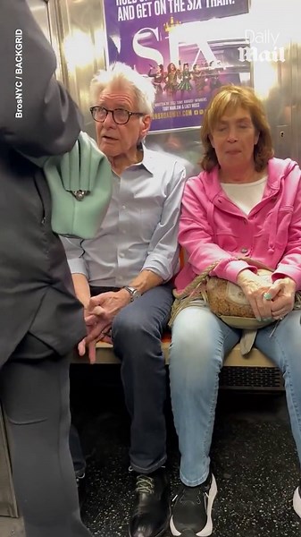 Harrison Ford and Calista Flockhart surprisingly take the subway
