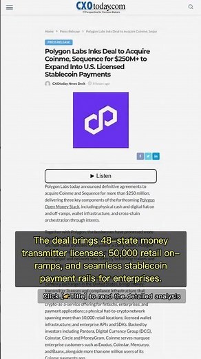 🧐👉 Polygon Spends $250M to Build Regulated US Stablecoin Payment Network #QixNewsAI