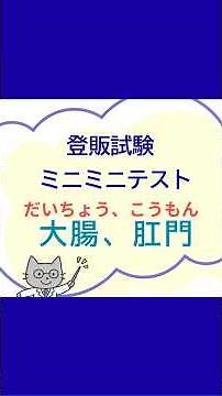 登録販売者試験 ミニミニテスト 【大腸（だいちょう）、肛門（こうもん）】