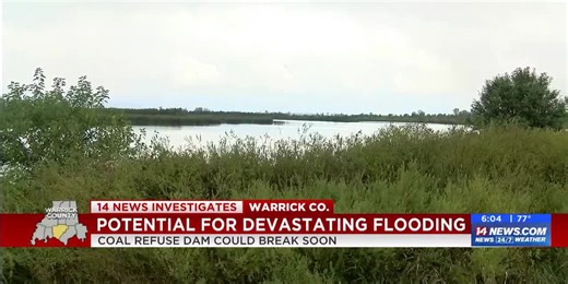 Potential for devastating flooding in Warrick County from dam break, officials say