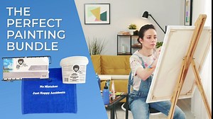 Bob Ross Painting Supplies - Includes Bob Ross Art Paint Bucket, Paint Rack and Blue Microfiber Cleaning Cloth - Painting Supplies - Art Supplies - Cleaning Brush Kit