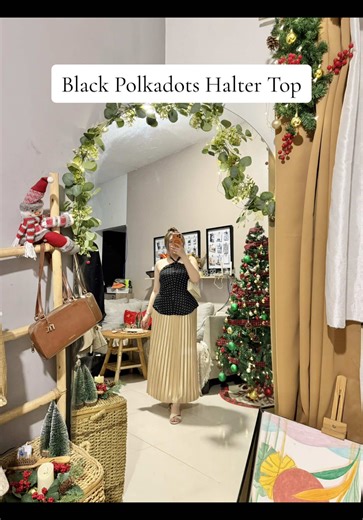 Stylish Black Polkadots Halter Top for Women