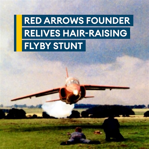 🗣️ “They asked me when I’d done the air test, if I’d give them a flyby. So, I did. They had to duck out of the way.” Forces News reporter, Kirstie Chambers, spoke to Henry Prince, one of the founding members of the Red Arrows, about his hair-raising flyby stunt 📺 Watch here 👇 | Forces News