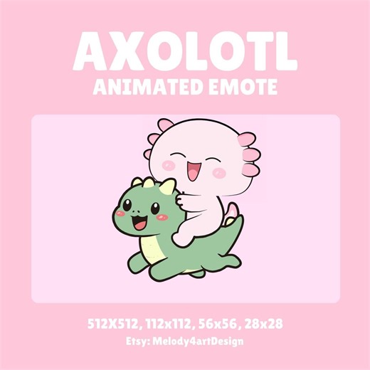 Axolotl Riding Dinosaur Emote – Animated Twitch & Discord GIF, Instant Download - Etsy