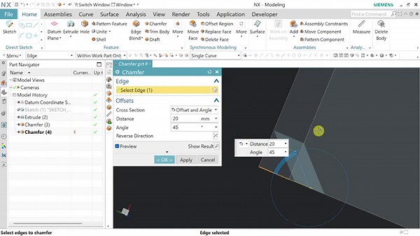 Chamfer Command in NX 12 | Siemens NX Tutorial by Mechanical Design Hub