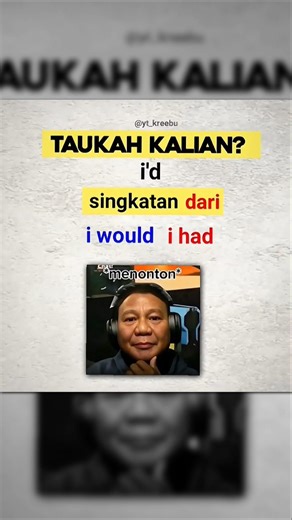 Apasih Kata "i'd" Itu? 🤔 | Belajar Kosa Kata Bahasa Inggris #shots #trending #education #meme
