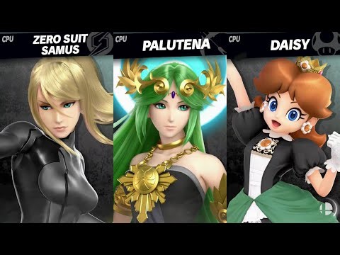 Super Smash Bros. Ultimate - Zero Suit Samus (Black) VS Palutena (Black) VS Daisy (Black)