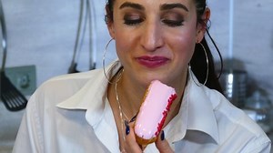 Pretty Woman Eats Eclair Cream Closeup Stock Footage Video (100% Royalty-free) 1062634168 | Shutterstock