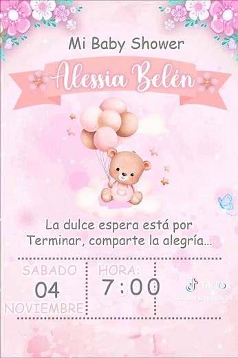 Tarjeta de Invitación Baby Shower para Niña