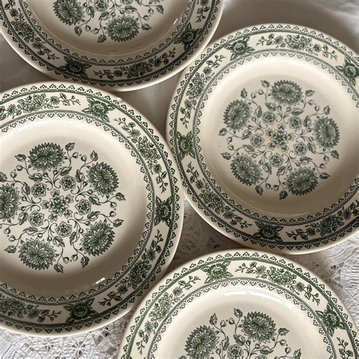 Vintage Regal Royal China Dinnerware Set: Forest Green Floral Plates, Saucers - Etsy