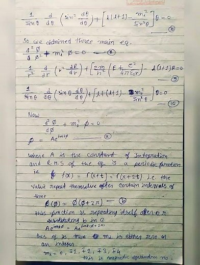 Schrodinger Wave Equation for Hydrogen atom