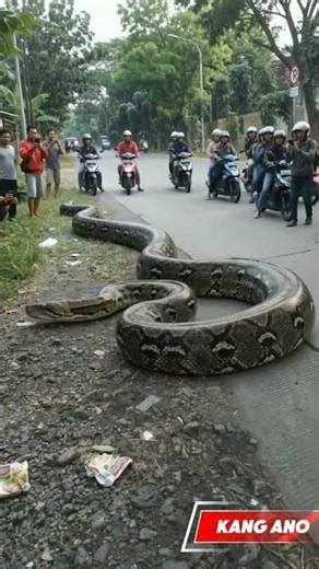 viral ular piton warga kabur ke jalanan😱