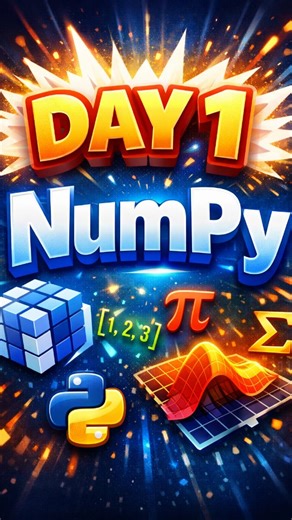 Vikas Gupt on Instagram: "🚀 Day 1 of NumPy Series Begins! Python + Data Science ka real game ab start 💻🔥 Aaj seekhenge: ✅ What is NumPy ✅ Why NumPy is important ✅ Basics of Arrays Agar tum Data Science, AI ya Machine Learning seekhna chahte ho — ye series miss mat karna 💯 👉 Follow for daily Python & Data Science content 👉 Save & Share with your coding buddies #NumPy #Python #DataScience #MachineLearning #AI CodingLife Programmer LearnPython PythonDeveloper TechReels CodingReels DeveloperLi