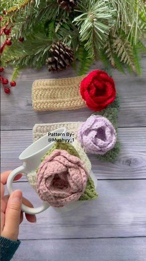 Crochet Blooming Rose Mug Cozy Pattern By Mushyy #crochet #shorts