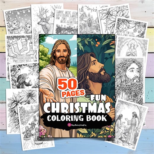 50 Christmas Coloring Pages for Kids | Holiday Digital Download - Etsy