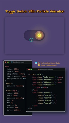 Toggle Switch Animation ✨ Using HTML & CSS | #shorts