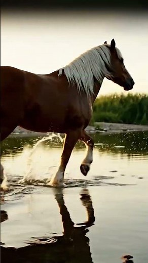 A Horse Running Through Shallow Water | Cinematic Nature