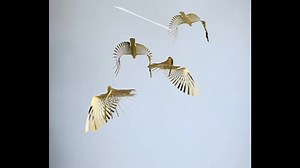 Golden Bird Mobile,4 or 5 Piece Bird in Flight Brass Mobile, Kinetic Metal Art Sculpture,mobile Sculpture Art. - Etsy