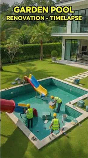 Vibrant Kids' Pool Area Make over - Garden Renovation Timelapse #shorts
