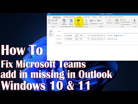 Microsoft Teams Add in Missing In Outlook - How To Fix
