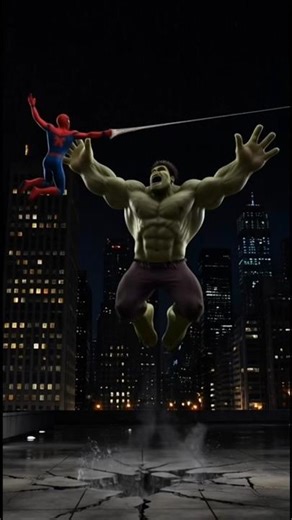 🔥 Hulk vs Spider-Man Midnight Rooftop Chase! 🌃 #shorts #hulk #spiderman