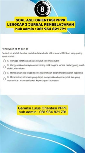 BOCORAN SOAL ASLI OROENTASI PPPK MOOC #orientasipppk #profilingasn #unhan #skdkedinasan