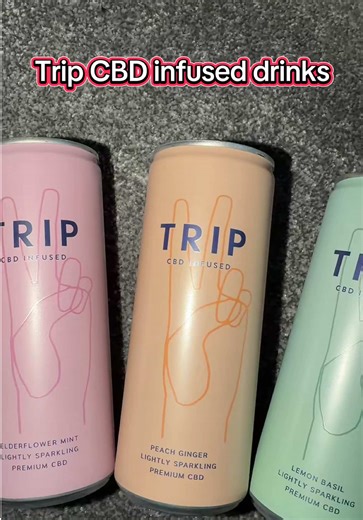 Trip CBD infused drinks ✨💓 This 12 pack bundle comes with 3 flavours Elderflower/Mint, Peach/Ginger & Lemon/Basil. My favourite is the Elderflower/Mint but looking forward to trying more flavours from the Trip products. With the listed benefits on the back and between 19-21 calories ✨💓 #trip #cbd #drink #tiktokmademebuyit