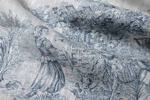 Linen Toile De Jouy Fabric for Upholstery Printed 100% Linen Fabric Blue and Beige Toile Linen Fabric for Tablecloth and Curtains 10 Meters - Etsy