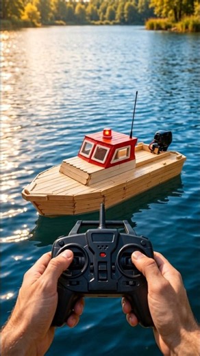 I Built a Fire Rescue Boat From Popsicle Sticks! 🚒🚤 #shorts #RCBoat #DIY