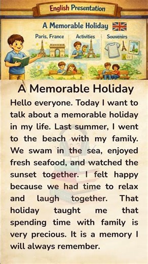 Easy English Presentation – A Memorable Holiday | Speaking Practice | Read and Learn English