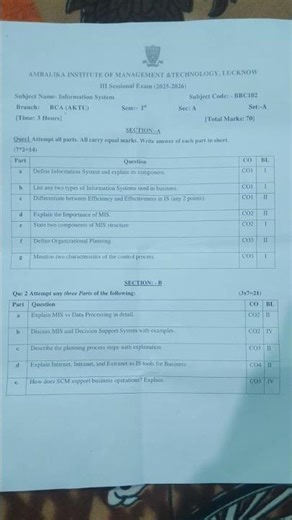 Information System Exam Model Paper | Pass Pakka ✔️ | Short Video #education #information