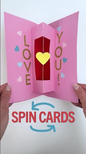 EASY SPIN CARDS (using dental floss!) 💞 #valentinesday #shorts #crafts