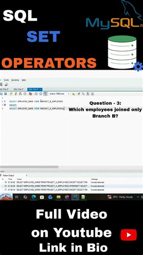 🔥 SQL Interview Question on SET OPERATORS