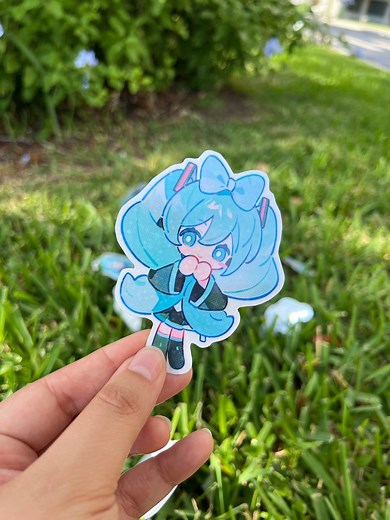 Hatsune Miku Cinnamon Roll Chibi Sticker: Holographic Star, Water Resistant - Etsy