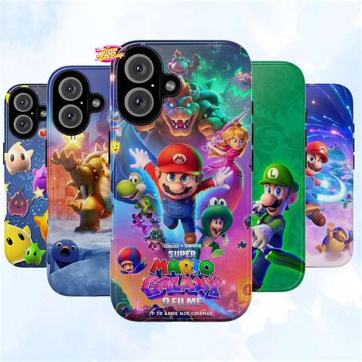Super Mario Galaxy Movie Phone Case – Mario, Peach, Bowser & Rosalina Art – Protective iPhone/Samsung Cover