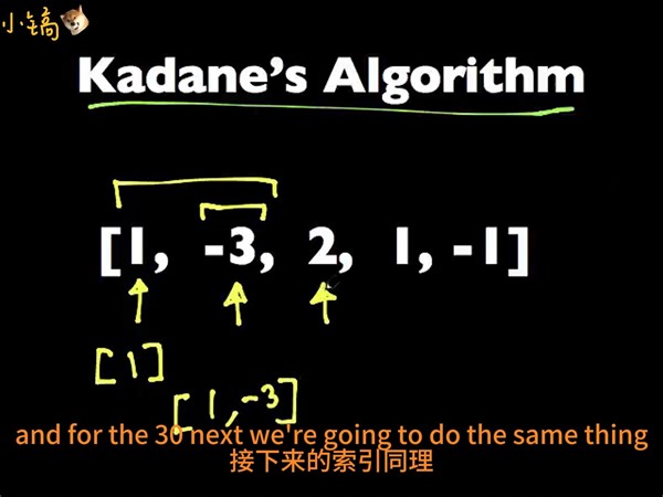Ytube播放66万的Kadane algorithm讲解【卡丹算法】【中英双语】【最大连续子数组和】