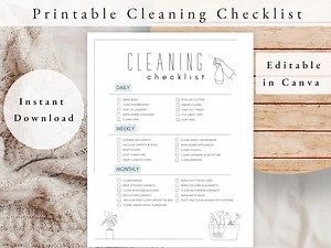 Minimalist Cleaning Checklist: Daily, Weekly, Monthly Chore Chart (PDF) - Etsy UK