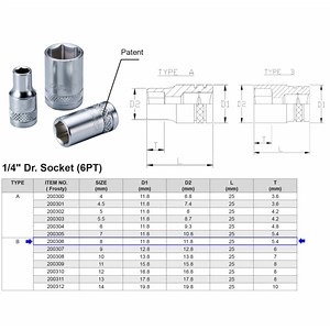 1/4” 6-POINT SOCKET 8 MM