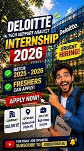 Deloitte Hiring 2026 🔥 Freshers Eligible | Tech Support Analyst Role | Apply Now 🚀