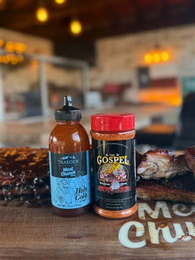 These ribs are delicious and fall right off the bone! The secret ingredient is our Meat Church Holy Cola BBQ Sauce. You can find it at meatchurch.com or in-store at Meat Church BBQ Supply Ingredients -Rack of St Louis ribs -2T mustard -1T 16 mesh black pepper -Meat Church the Gospel Seasoning -Meach Church Holy Cola BBQ Sauce Instructions -Round off the ends of the ribs, trim any excess fat and pull the membrane. -Lightly slather the ribs in mustard for a binder, lightly season with pepper and l