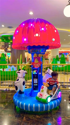 This carousel ride is too cute: cow, horse, car, and a funny mushroom! 🎠🐄🐎🚗🍄 #cute #carousel