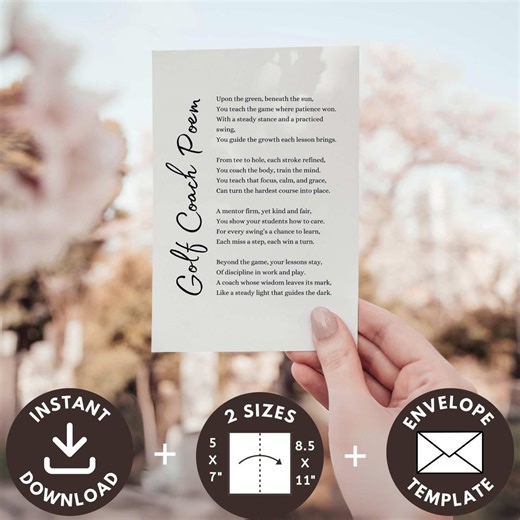 Golf Coach Gift Card Printable Appreciation Card Golf Instructor Thank You Tournament Trainer Sports Mentor Professional Keepsake - Etsy